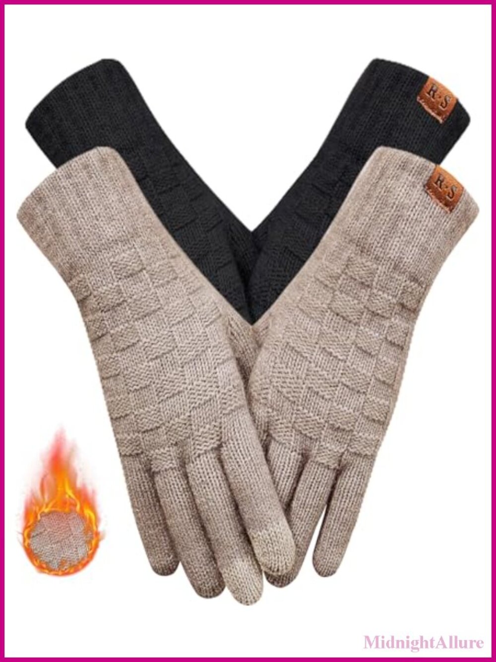 Touch Screen Winter Gloves Women Knit Thermal Lined Warm Cold Weather